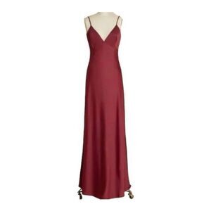 ModCloth Embrace Elegance Satin Maxi Dress In Merlot Size 4